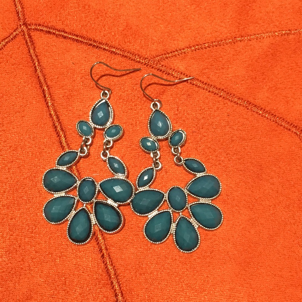 Teal Boho long earrings